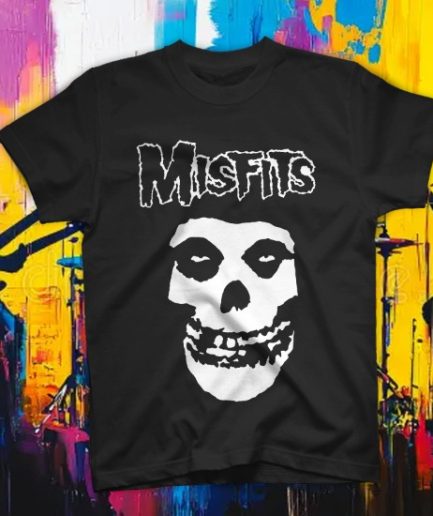 Maglietta nera dei Misfits con logo Crimson Ghost (The Fiend Skull)
