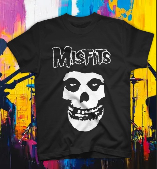 Misfits - Crimson Ghost T-Shirt - Fronte Maglietta nera dei Misfits con logo Crimson Ghost (The Fiend Skull)